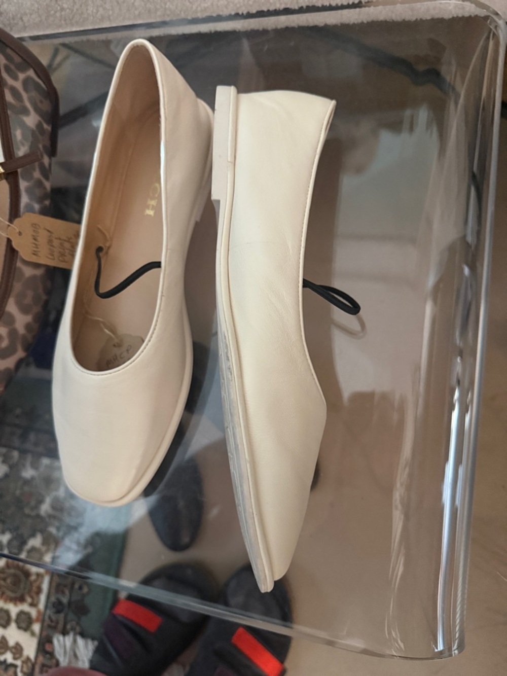 Coach Cream Leather Square-Toe Ballet Flats - Picture 4 of 5
